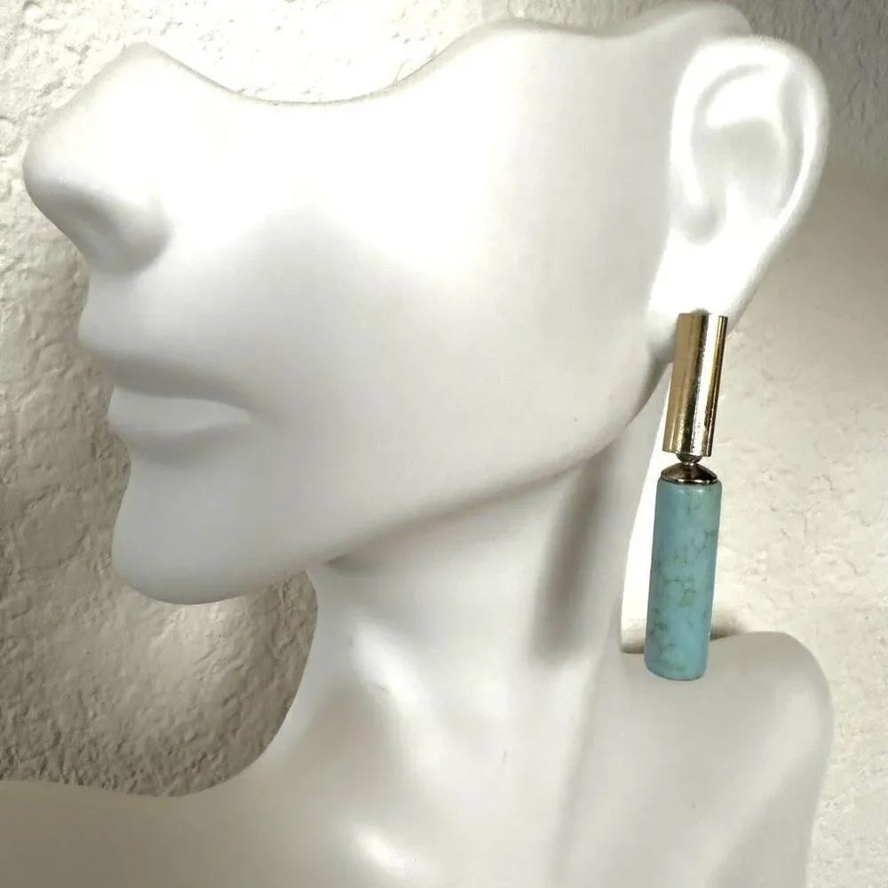 Blue and gold tone earrings